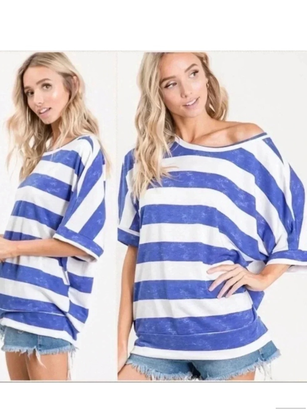 Oversized Striped Blue Top